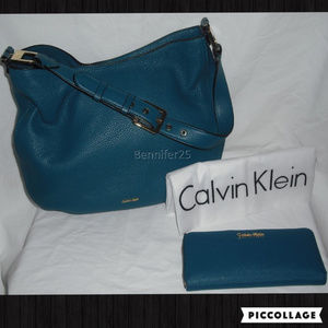 Calvin Klein teal shoulder bag Cypress Wallet set
